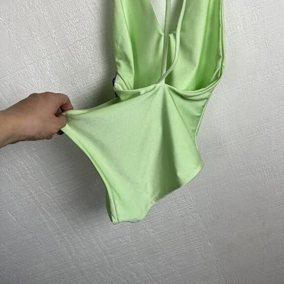 Jade Swim All In One Piece S Womens New $198 Melon Green V Neck Strappy